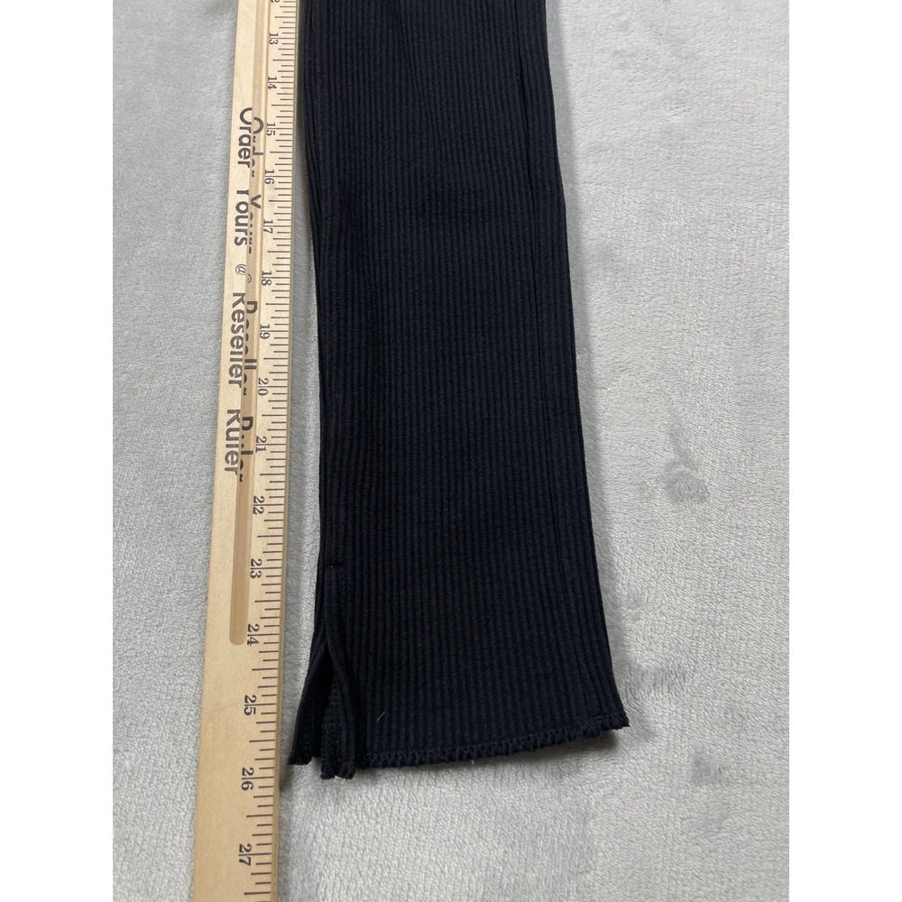 Uniqlo Ribbed Leggings Womens XS Black Stretch Slim Flare Pants Ankle Slit - Picture 8 of 11